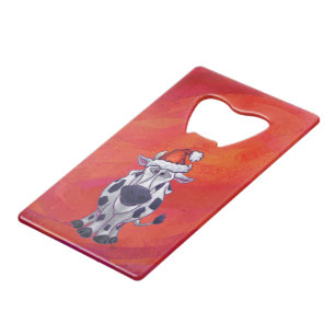 Cow Christmas on Red Feild Wallet Bottle Opener