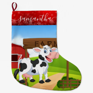 Cow Christmas Ornament Large Christmas Stocking