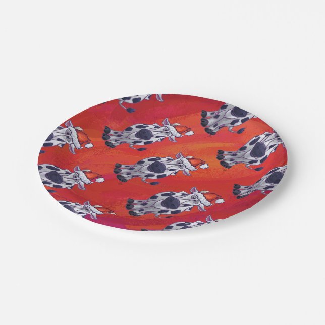 Cow Christmas Paper Plate (Angled)