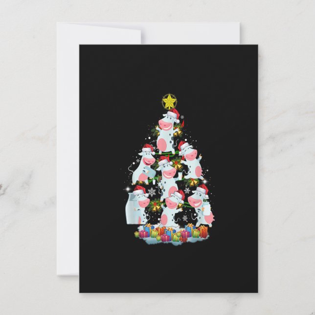 Cow Christmas Tree Funny Xmas Gifts Cute Cow Lover Invitation (Front)