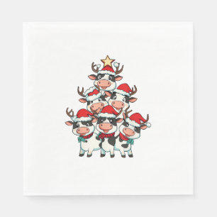 Cow Christmas Tree Xmas Girls Boys Funny Farmer Sa Napkin