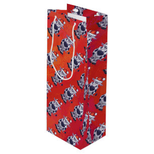 Cow Christmas Wine Gift Bag