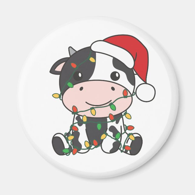 Cow Christmas Winter Animals Holiday Cows Magnet (Front)