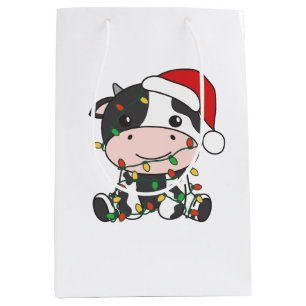 Cow Christmas Winter Animals Holiday Cows Medium Gift Bag