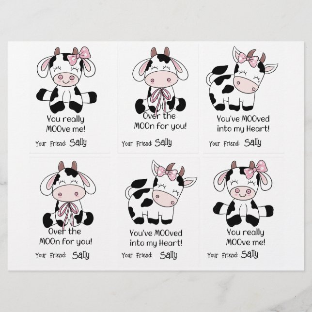 Cow Class Cards 6 Personalize Name (Front)