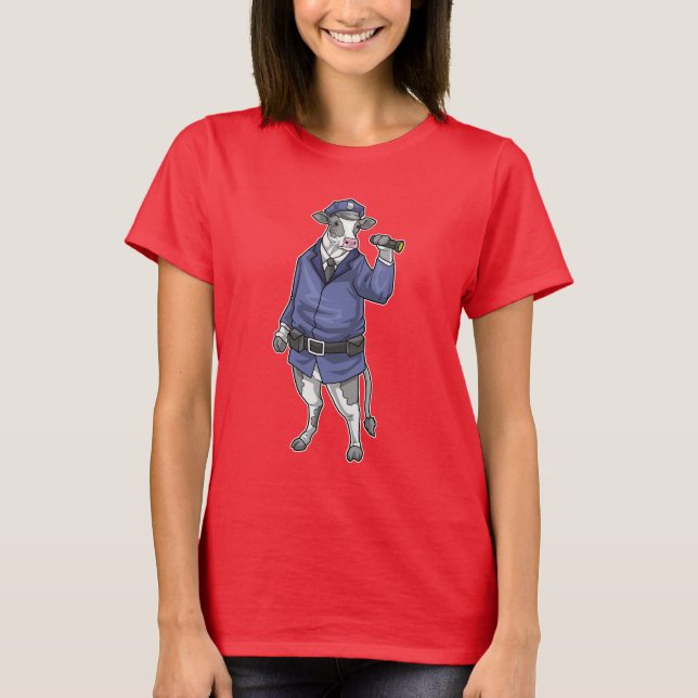 Cow Cop Flashlight Police T-Shirt (Front)