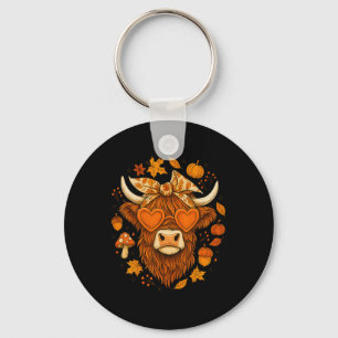 Cow Coquette Sungles Heart Pumpkin Thanksgiving Keychain
