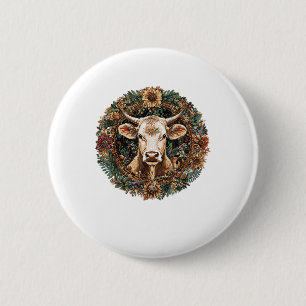 Cow Cottagecore Floral Cow _1 2 Inch Round Button