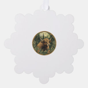 Cow Cottagecore Floral Cow  Ornament Card