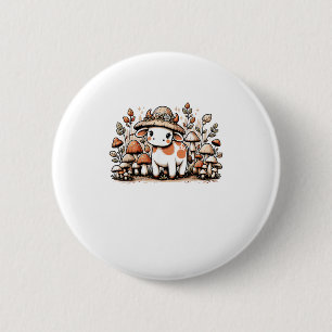 Cow Cottagecore Mushroom 2 Inch Round Button