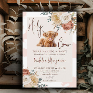 Cow Country Western Cowboy Roses Baby Shower Invitation