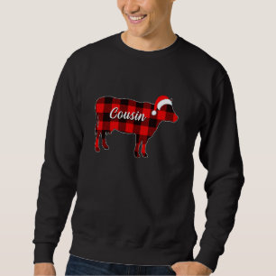 Cow Cousin Pajama Red Plaid Cow  Christmas Farmer Sweatshirt