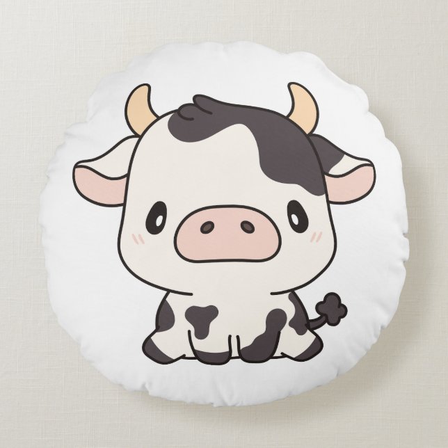 Cow Cow 2 Round Pillow (Front)