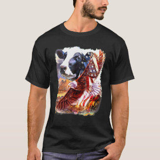 Cow Cow American Patriot Flag Love My Country Us F T-Shirt
