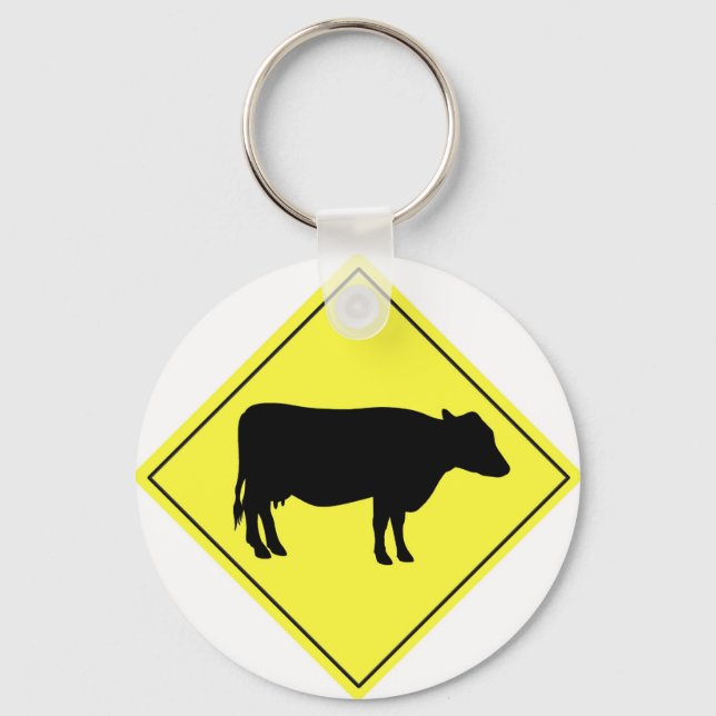 Cow Crossing Sign Keychain (Front)