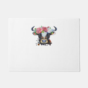 Cow crowned with flowers Classic T-Shirt Doormat