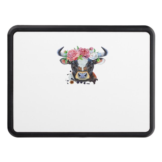 Cow crowned with flowers Classic T-Shirt Trailer Hitch Cover (Front)