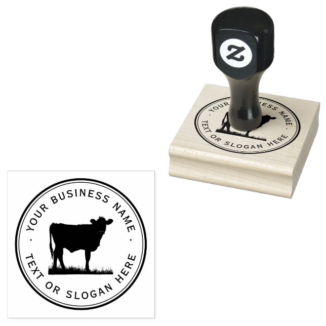 cow   Custom Business Logo Large  Rubber Stamp (Stamped)