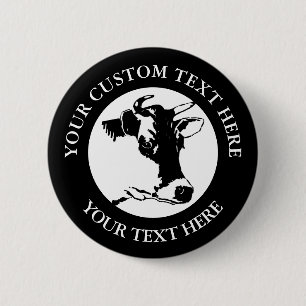 Cow Custom Text Classic Round Button