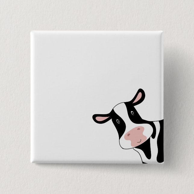 Cow, cute cow, animal 2 inch square button (Front)