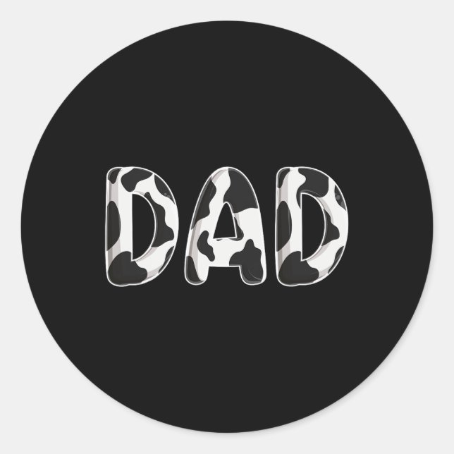 Cow Dad Birthday Family Matching Fathers Day Boy G Classic Round Sticker (Front)