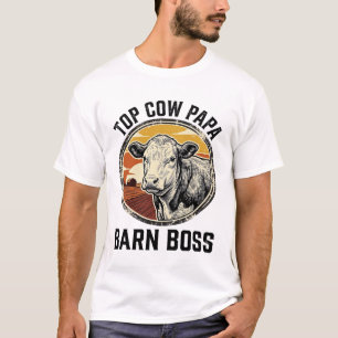 Cow Dad Shirt Vintage Engraved Farm Father Graphic