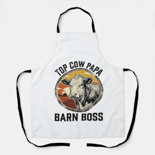 Cow Dad Shirt Vintage Engraved Farm Father Graphic Apron