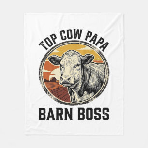 Cow Dad Shirt Vintage Engraved Farm Father Graphic Fleece Blanket