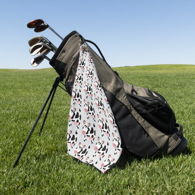 Cow Design Any Colour Background Golf Towel (Green)