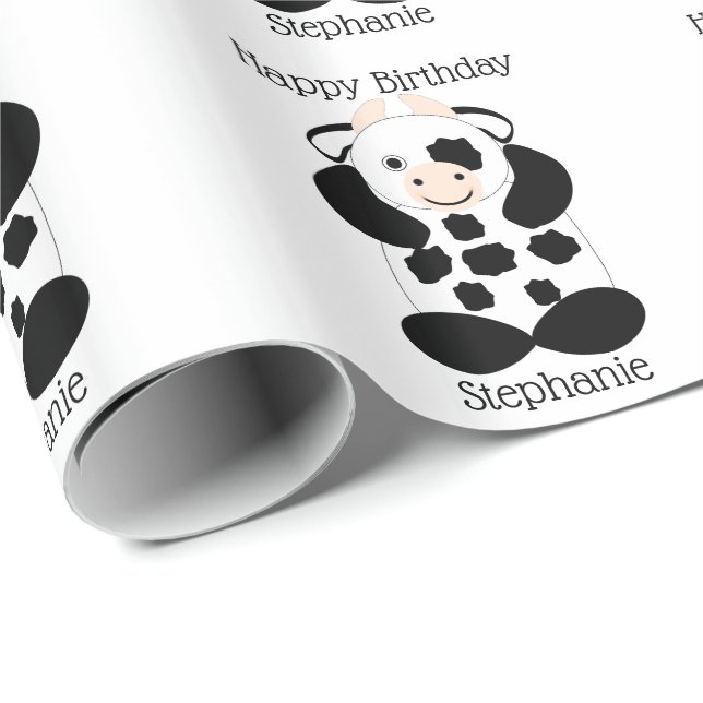 Cow Design Birthday Wrapping Paper (Roll Corner)