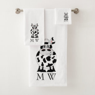Cow Design Monogrammed Bath Towel Set