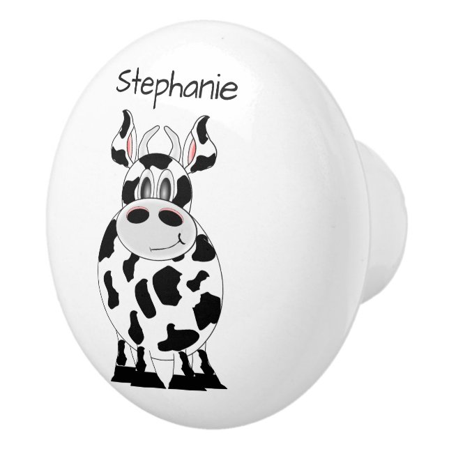 Cow Design Personalised Ceramic Knob (Right)