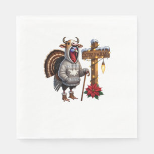 Cow Disguised Turkey Funny Thanksgiving Tee Cute T Napkin