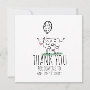 Cow Doodle Farm Animal Birthday Party Thank You