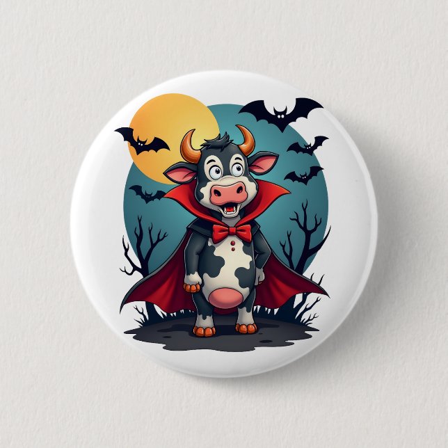 Cow Dracula Rises 2 Inch Round Button (Front)