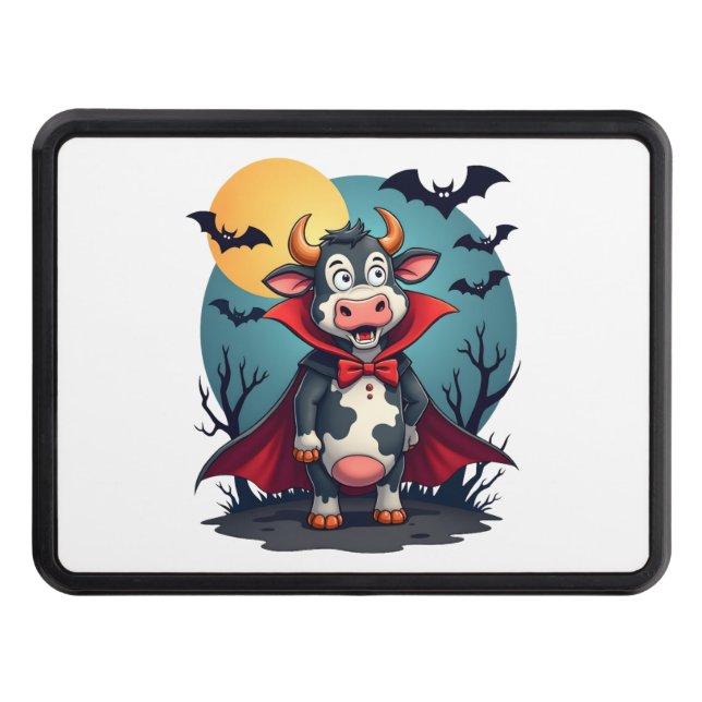Cow Dracula Rises Trailer Hitch Cover (Front)