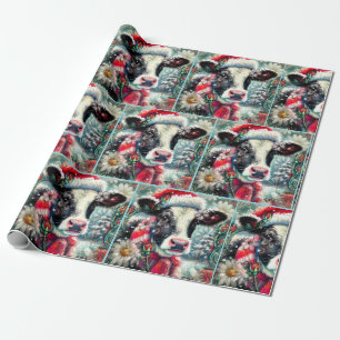 Cow Dreaming of Warmer Times Floral Decoupage Wrapping Paper