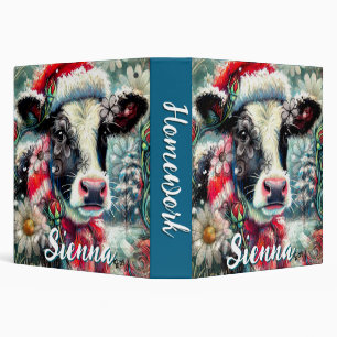 Cow Dreaming of Warmer Times Floral Personalized Binder