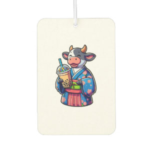 Cow Drinking Bubble Tea Japanese Kimono _2 Air Freshener