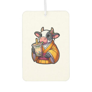 Cow Drinking Bubble Tea Japanese Kimono Air Freshener