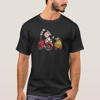 Cow drives tractor for farm animals T-Shirt