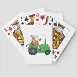 Cow Driving A Tractor Playing Cards