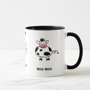 cow, duck, pig, mug