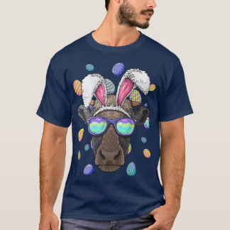 Cow Easter Bunny Ears Funny Easter Eggs Hunting  T-Shirt