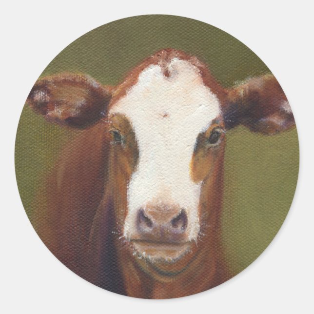 Cow Face Classic Round Sticker (Front)