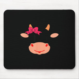 Cow Face Eyelashes Bow Funny Halloween Costume Mouse Pad