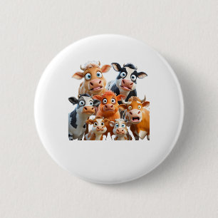 Cow Face Funny Cute Animal Cow Farmer Cow Baby Lov 2 Inch Round Button