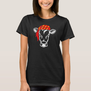 Cow Face With Red Bandana Pirate Scarf T-Shirt