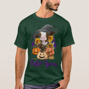 Cow Fall Pumpkin Hello Fall Vibes Sunflowers Pumpk T-Shirt