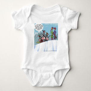 Cow Family Snow Skiing Funny Baby Bodysuit